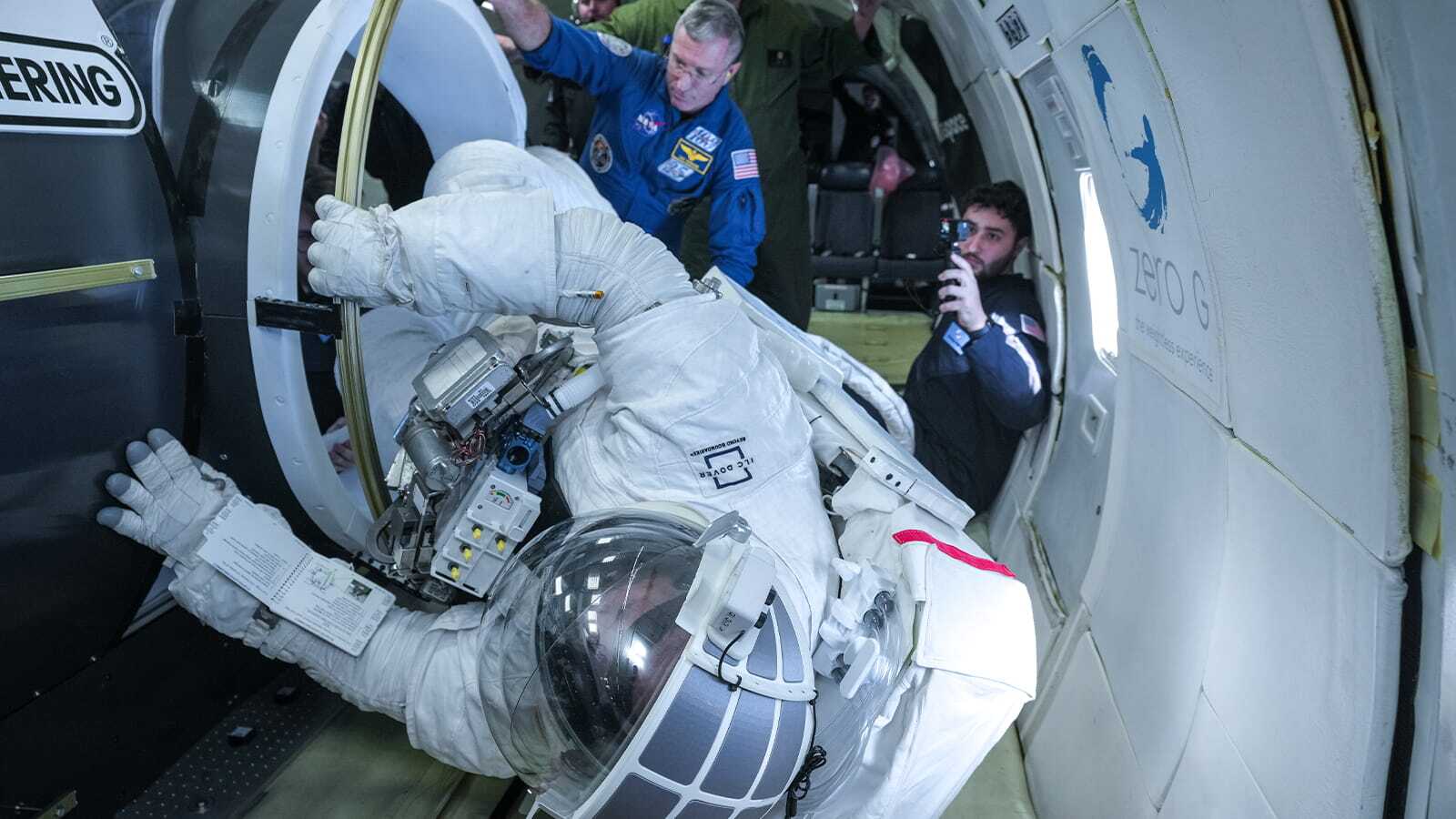 Astronaut in parabolic aircraft